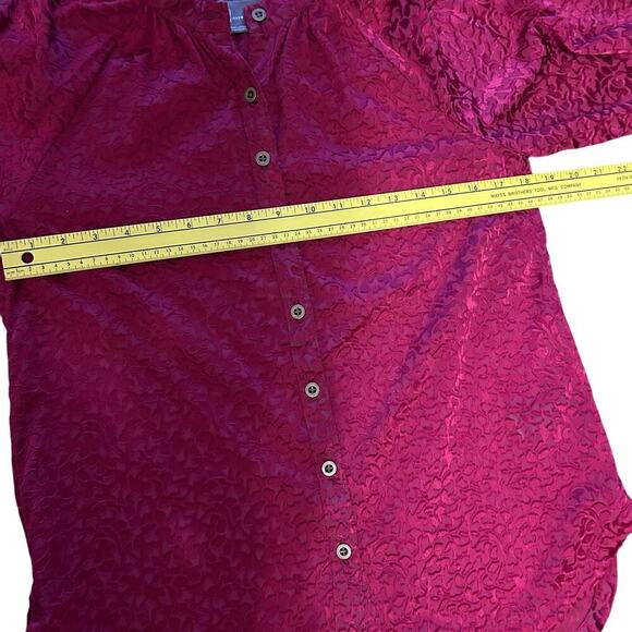 Anthropologie Susanna Burnout Velvet Button Down Blouse Top Size XS - Picture 8 of 8
